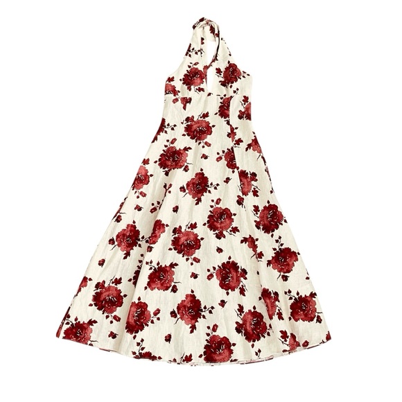 Faithfull The Brand Linen Marais Midi Dress  Cecile Floral Garnet Size 6 - Picture 4 of 16